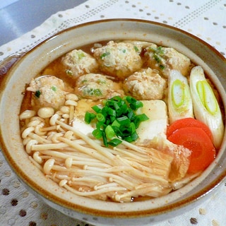 鶏団子のピリ辛味噌鍋